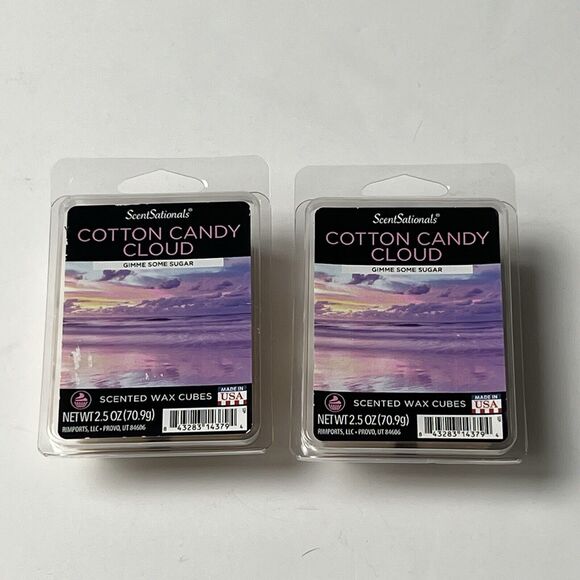 ScentSationals 2.5 oz Scented Wax Melts 6 Cubes Cotton Candy Cloud Lot Of 2 - Picture 1 of 5